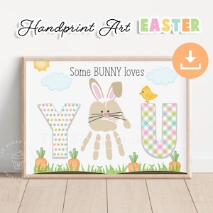 Ostern HANDPRINT ART, Osterhasen Handabdrücke, Osterbasteln für Kinder, Vorschulkinder Handabdrücke, Ostern Handabdrücke zum ausdrucken