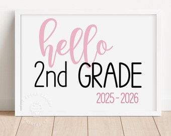 First day of 2nd grade school sign Printable 2nd GRADE SIGN for girl pink back to school Printable 2nd grade Chalkboard Sign digital PINK101