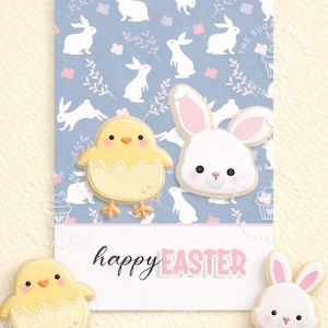 Happy EASTER COOKIE CARD, Mini & 5"x7" Easter Cookie Card, Easter Bunny Cookie Card, Printable Easter cookie card, Easter Cookies Download