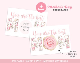 Mothers Day Cookie Cards, You are the best MOM COOKIE CARD, Printable Happy Mother's Day Cookie Card, Mother's Day Gift Floral Cookie Card