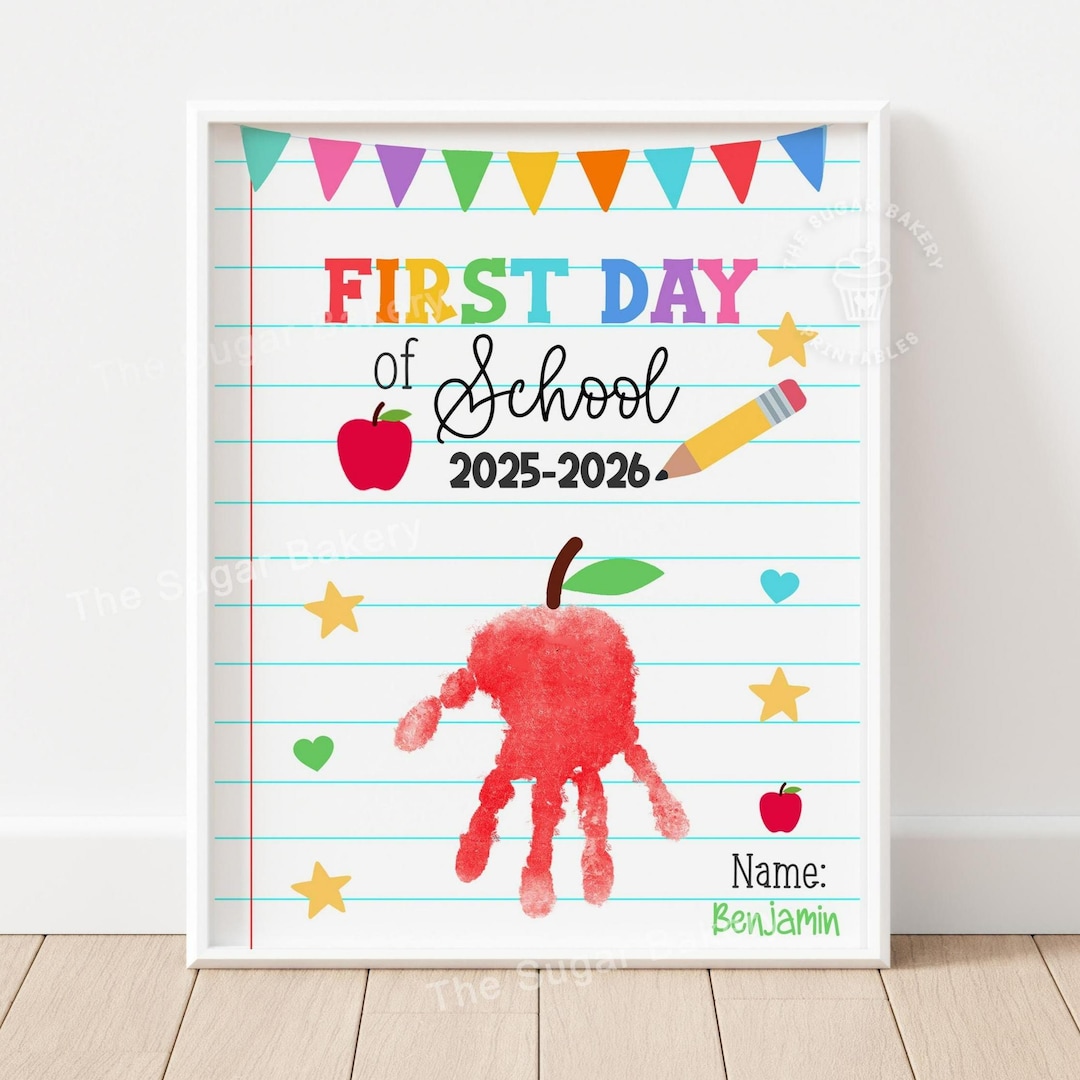 First Day of School Handprint Craft 2025 Printable Back to School ...
