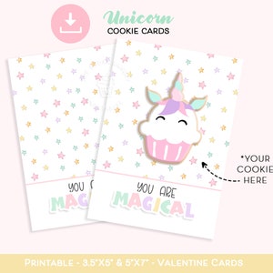 Afdrukbare eenhoorn-koekjeskaart, You're magic UNICORN-koekjeskaart, eenhoorn-koekjesverjaardagskaart, Princess Fairy STARS-verjaardagskoekjes voor meisjes