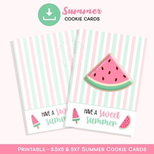 Tenha um lindo MINI CARTÃO DE BISCOITO de verão, cartão de biscoito de melancia, cartão imprimível de agradecimento ao professor, presente de final de ano para bolsa de estudantes