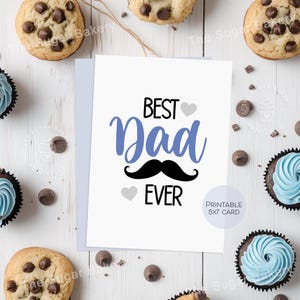 Tarjeta del Día del Padre IMPRIMIBLE Tarjeta de feliz Día del Padre de hija de hijo para el Día del Padre Tarjeta de regalo para papá Papá El mejor PAPÁ de todos los tiempos Bigote