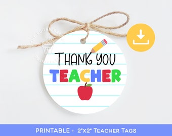 Teacher Appreciation Tags, Teacher cookie tags, THANK YOU Teacher Tags, Printable Teacher Appreciation tag, Teacher appreciation week tag