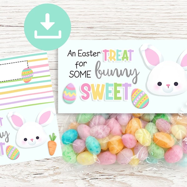 Easter Treat Bag Topper, Easter cookie bag TOPPERS, Treat Bag Topper Printable, Easter Treat Bags, Bunny Carrot Bag Toppers Printable card,