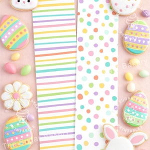 Easter Cookie Box Backer Printable, 10.5x3 Cookie Box Inserts, Pastel Bunny Egg Treat Box Backers, Bakery Easter Cookie Packaging