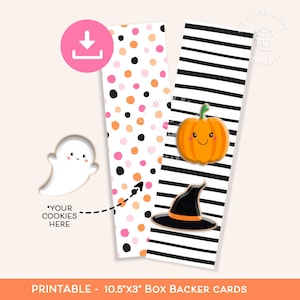 Halloween Cookie Box Backers, Polka Dot & Stripes 10.5 "x 3" Halloween Cookie Box Backer, Halloween Cookie Box Backer Card Ghost Kürbis