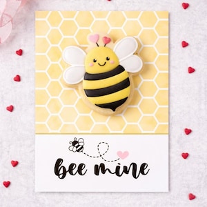 BEE MINE Valentine Cookie Card, Honeycomb Bumblebee Printable Cookie Card, Valentine's Day Cookie Card, Bumblebee Honey Bee Cookie Card