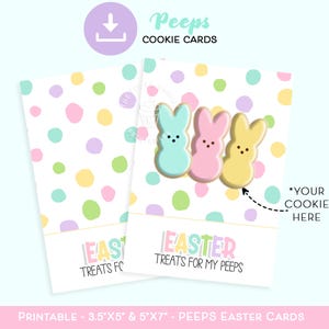 Oster-Kekskarten, Leckereien für meine PEEPS Polka Dot COOKIE CARD, Chick Bunny Cookie Card, 5x7 & Mini Cookie Card, Peeps Cookie Card Printable