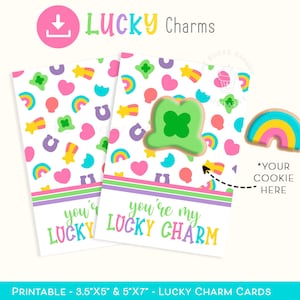 Você é meu cartão de biscoitos Lucky Charms, cartão Mini e 5 "x7" Lucky Charm, cartões de biscoitos do Dia de São Patrício, cartão de biscoitos para impressão do Dia de São Patrício