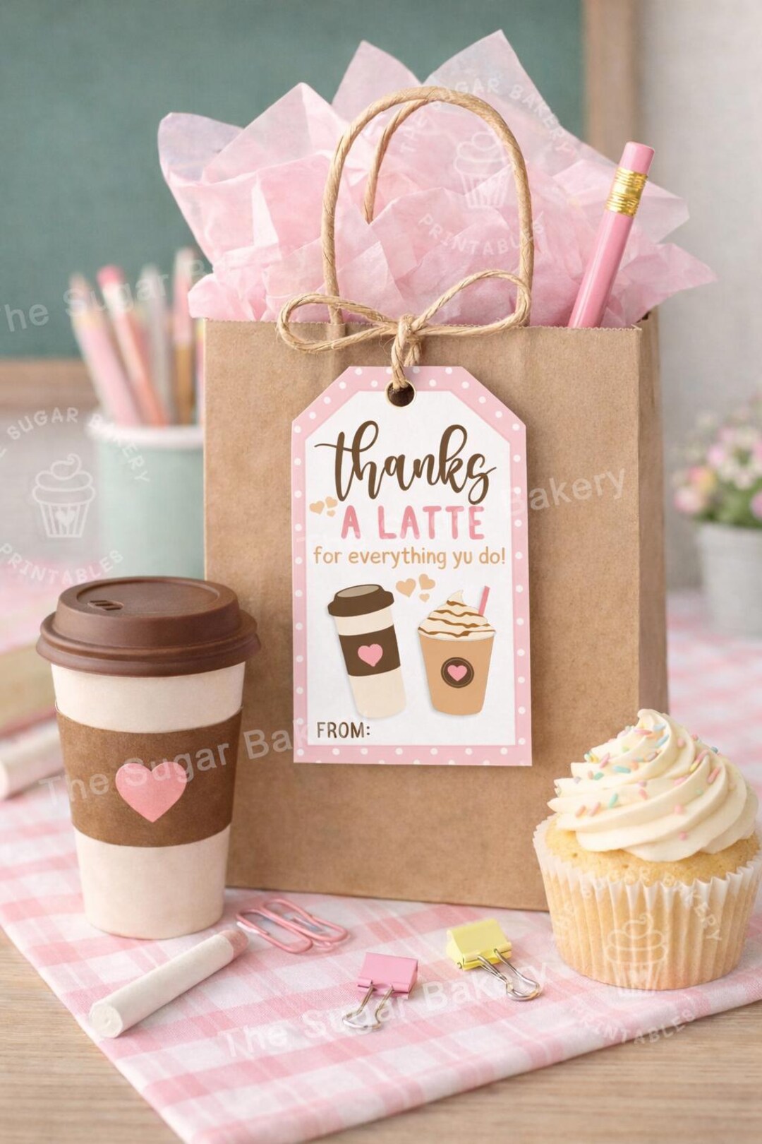 Thanks a Latte Teacher Appreciation Gift Tag Printable, Coffee Thank ...