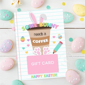 Porta-cartão-presente de Páscoa para professor para impressão, porta-cartão-presente de Páscoa SomeBunny needs a COFFEE, presente de Páscoa de agradecimento ao professor, presente de última hora