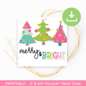 Merry & Bright Christmas Cookie Tag, Weihnachtsplätzchen-Anhänger, Weihnachtsbaum-Weihnachtsanhänger, Printable Frohe Weihnachten Geschenkanhänger, personalisiert