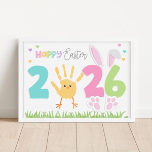 Easter HANDPRINT Craft 2026, Printable Easter Bunny Handprint Art, Easter Crafts Activity for Kids Preschool Toddlers Personalized Keepsake