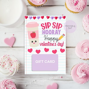 Valentinstag Geschenkkartenhalter, Sip Sip Hooray Kaffee Geschenkkartenhalter, Geschenk für Lehrer, Lehrergeschenk für Valentinstag