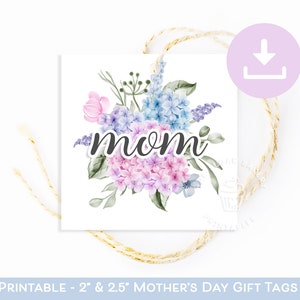 Druckbare Muttertag Tag, MOM Cookie Tags, alles Gute zum Geburtstag MOM Tag, druckbare lila Blume Muttertag Tag, Muttertag Blume Geschenkanhänger