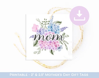 Printable Mother's Day Tag, MOM Cookie Tags, Happy Birthday MOM Tag, Printable Lilac Flower Mother's Day Tag, Mother's Day Flower Gift Tag