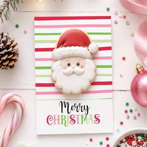 Merry Christmas Cookie Card, Santa Cookie Card, Candy Christmas Cookie Card, Printable Mini Cookie Card, Printable Christmas Cookie Card