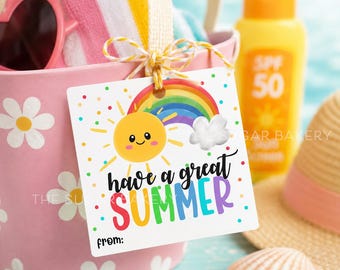 Haben Sie einen großen SUMMER TAGS, EDITIERBARE Lehrer Wertschätzung Tags, Schuljahresende Tags für Lehrer, Schüler oder Klassenkameraden, Sommer Tags digital