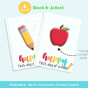 TARJETA DE COOKIES DEL 1er Día De Clases. Tarjeta de galletas para maestros del PRIMER día de escuela, tarjeta de galletas de regreso a la escuela, regalo para tarjetas de galletas imprimibles para maestros
