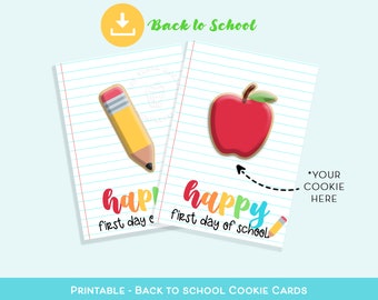 1st Day of School COOKIE CARD. FIRST day of school teacher cookie card, back to school cookie card, gift for teacher printable Cookie Cards