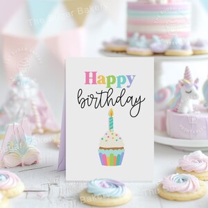 Happy Birthday Card Printable Birthday Card for Her Digital Download Colorful Cute Cupcake Birthday Card Girl Kids Child Daughter Niece Mom