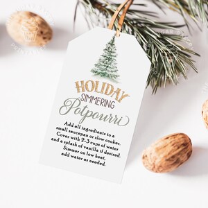Druckbare Urlaub Simmering Potpourri Geschenkanhänger, Weihnachts-Potpourri Tags, Urlaub Weihnachtsdüfte, Lehrer Geschenk für Weihnachtsbaum