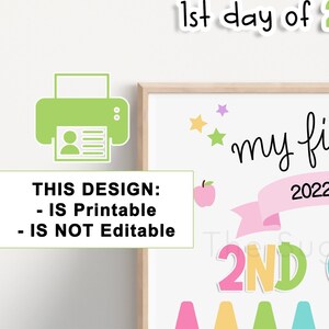 First Day of 2nd Grade School Sign Printable Second Grade SIGN Back to ...