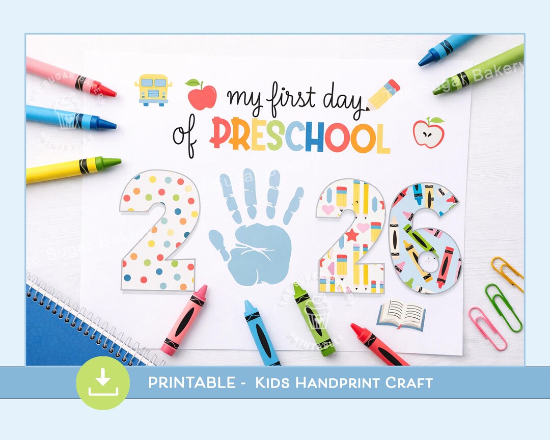 Preschool Handprint Art Printable First Day of School 2026 Craft Back ...