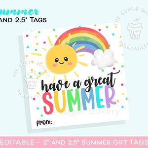 Have a great SUMMER GIFT TAGS, Printable Teacher Appreciation Cookie tags, End of school year gift Tags for Teacher, Student or Classmate