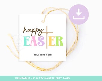 Happy Easter EASTER TAG, Easter CROSS printable tag, Easter Cookie Tags, Christian Easter tag, Easter gift tag, Sunday School Teacher gift