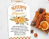Stovetop Potpourri AUTUMN Gift Tags, Fall Potpourri Tags, Teacher Employee Staff Gift Tags Thanksgiving Printable Holiday Mulled Spices