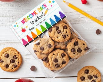 新学期のお菓子バッグトッパー、印刷可能な新学期初日クッキーバッグトッパー、先生や生徒への新学期初日ギフトへようこそ