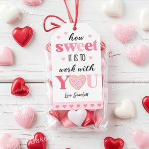 Bewerkbaar valentijnscadeaulabel, hoe leuk is het om met je samen te werken tag, label leraar personeel medewerker collega waardering, afdrukbaar valentijnskaartje