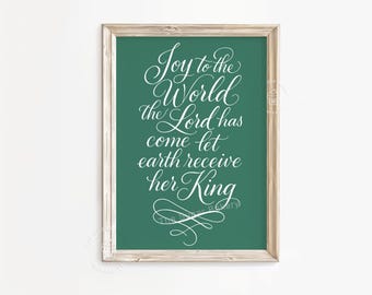 Freude der Welt Christliche Wand Kunst zum ausdrucken, Weihnachtsschrift Lied Druck, Bibel Vers Grün Dekor, religiöser Urlaub Digitaler Download