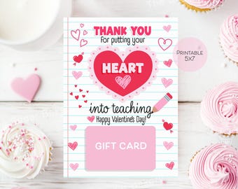 Afdrukbare valentijnskaarthouder voor leraar, valentijnskaarthouder, cadeaukaart valentijnsdagcadeau voor schoolleraar personeel cadeaukaart