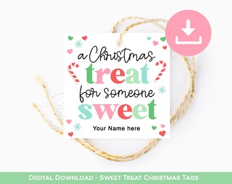 Printable Christmas Treat Tag, A Christmas Treat for someone SWEET, Sweet Treat Cookie Tag, Christmas Teacher classroom favor candy tags