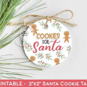 Tag COOKIES dla ŚWIĘTEGO MIKOŁAJA, Tag piernikowych ciasteczek, Tag ciasteczek dla Św. Mikołaja, Etykieta smakołyków do wydrukowania na Wigilię, Etykiety prezentów Treat for Santa