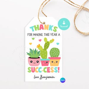 Teacher Appreciation Gift SUCCULENT Printable Teacher Plant Gift ...