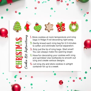 WEIHNACHTEN DIY COOKIE Kit Anleitungen zum selbst ausdrucken, 3.5x5" und 5x7"Karten, DIY Cookie Kit Anleitung, Dekorieren Sie Ihre eigene Cookie-Karte