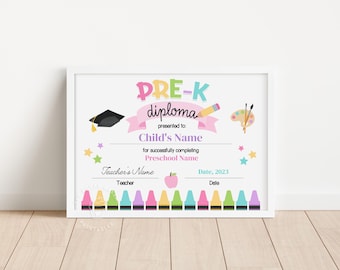 Diploma de Preescolar Editable, Diploma de Graduación de Preescolar, Certificado de Graduación de Preescolar, Graduación de Preescolar, Diploma de Graduación de Escuela Preescolar PASTEL