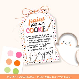 PYO Cookie Halloween TAGS, PYO Cookie Instructions & Directions, Paint Your Own Cookie Halloween, Paint your own cookie kit Ghost Pumpkin