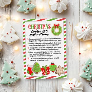WEIHNACHTEN DIY COOKIE Kit Anleitungen zum selbst ausdrucken, 3.5x5" und 5x7"Karten, DIY Cookie Kit Anleitung, Dekorieren Sie Ihre eigene Cookie-Karte
