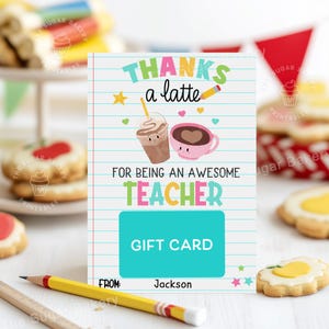 Geschenkkartenhalter LEHRER, Danke A Latte GIFT CARD Inhaber, Lehrer-Geschenkkartenhalter druckbar, Danke eine Latte druckbar, Geschenkkartenhalter