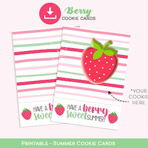 Avoir une carte à biscuits BERRY Sweet Summer, carte à biscuits aux fraises, carte à biscuits aux baies, carte à biscuits d'été imprimable, mini carte à biscuits 3,5 x 5 & 5 x 7