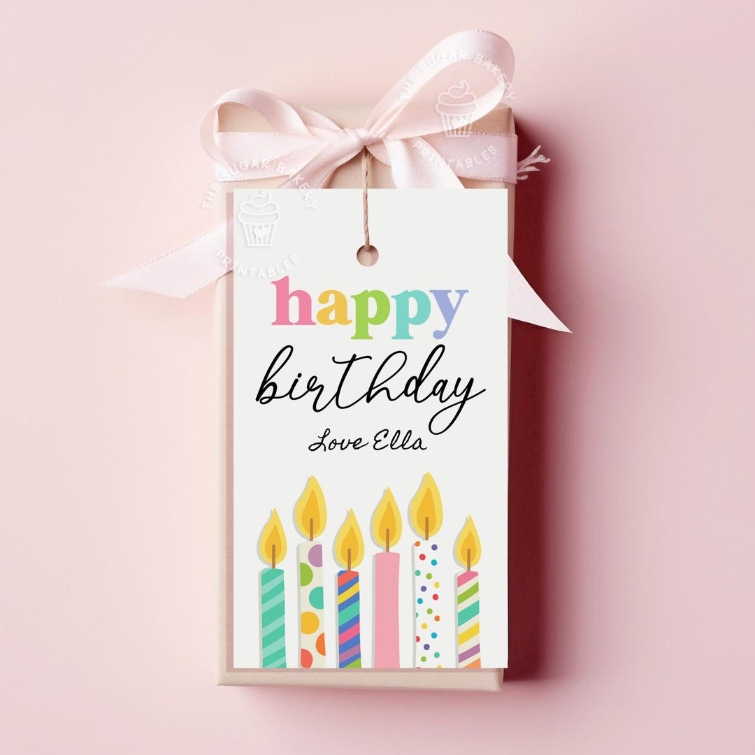 Printable Happy Birthday Tags, Birthday Gift Tag for Friend Wife Mom ...