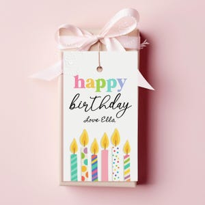 PrintableHappy Birthday Tags Candles colorful rainbow pink gift for teachers friends mom child