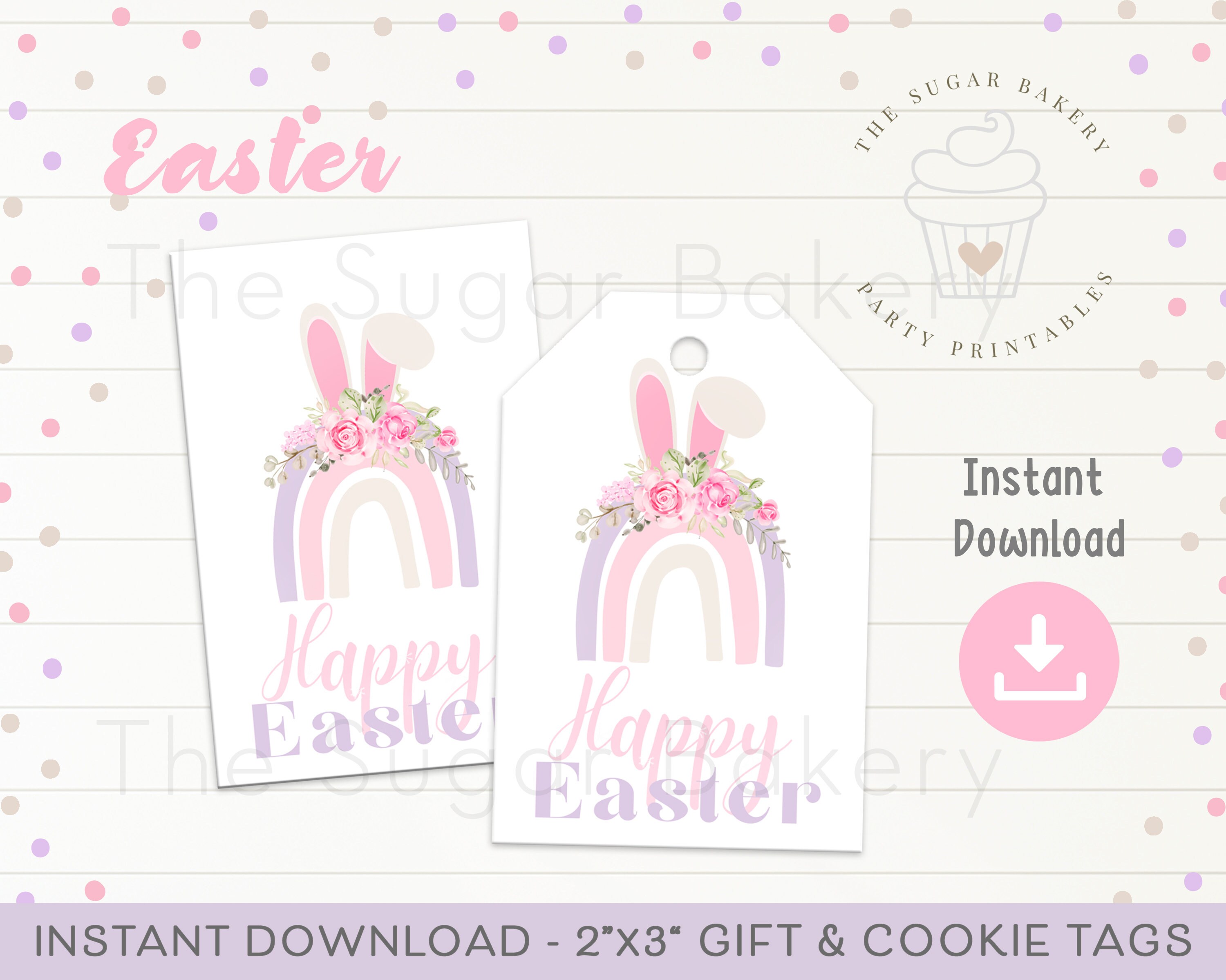 Happy Easter Bunny Ears TAG, Printable EASTER BASKET Tag, 2