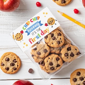 Décoration de sac à cadeaux pour la rentrée des classes, Chip Chip Hourra Cookie, TOPPER pour la rentrée scolaire, cadeau de l'enseignant à imprimer pour les élèves